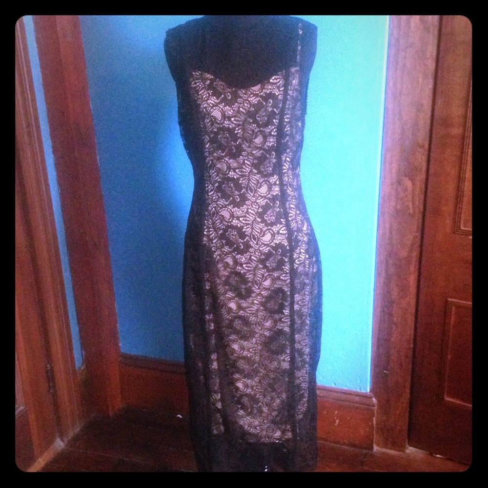 Issac Mizrahi  black lace dress 8