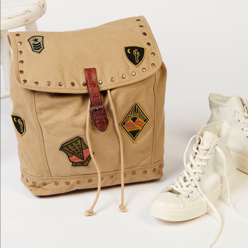 FREE PEOPLE Thunderbird Backpack leather canvas - Picture 2 of 8