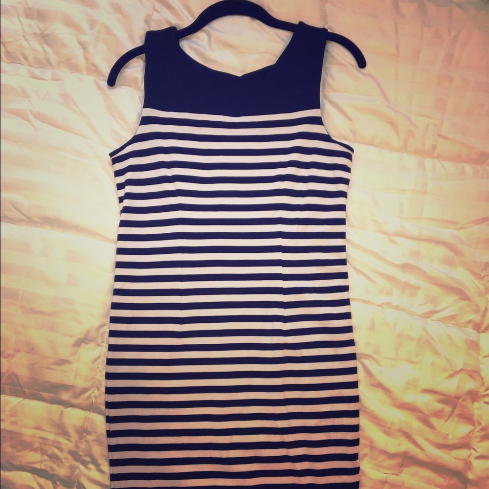 Banana Republic Navy Blue and White striped dress