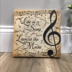 Beautiful Decor Quote Plaque "Music"