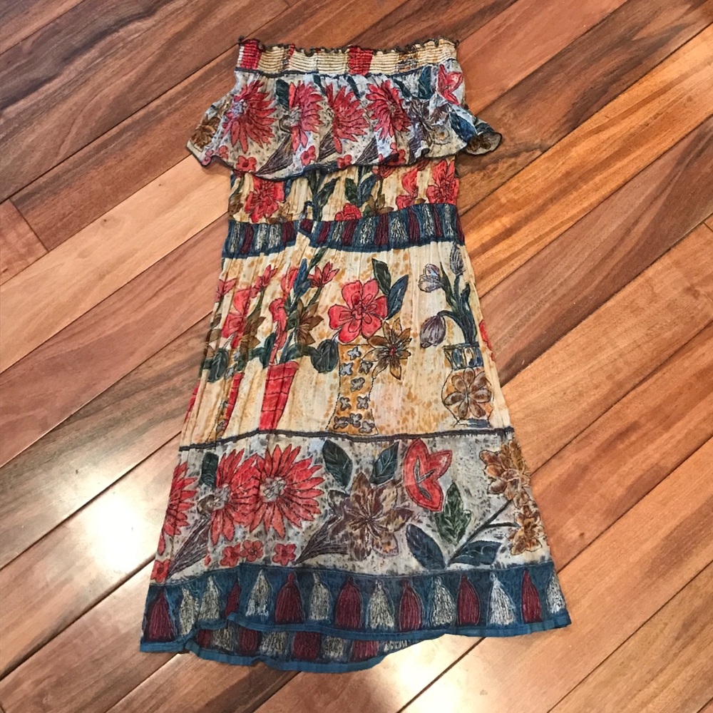 Urban Outfitters Urban Renewal sheer floral strapless dress