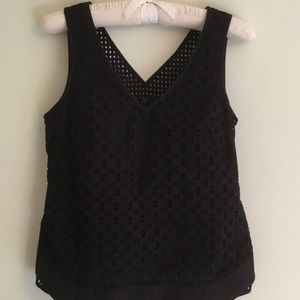 TIBI black cotton eyelet top