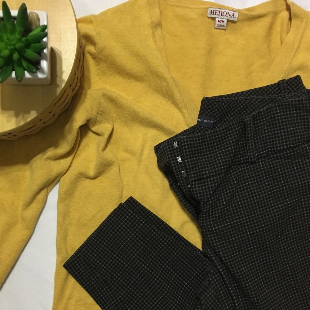 Black & Tan Check Exact Stretch Ankle Pants