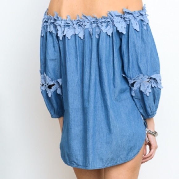 🔥Only 1 - Unique Denim off shoulder patch top - Picture 4 of 5