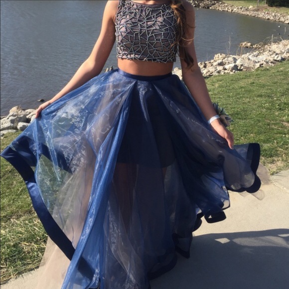 Navy two piece prom dress - Picture 2 of 3