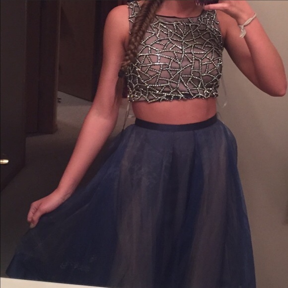Navy two piece prom dress - Picture 3 of 3