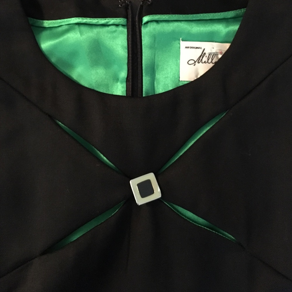 Milly black cutout dress green lining stunning