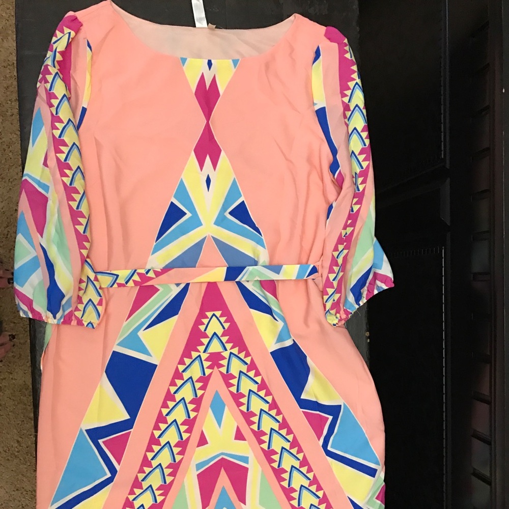 Pink Owl geometric design dress