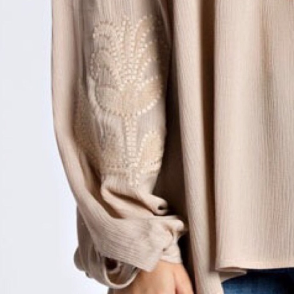 ➖Last One➖ Khaki Off Shoulder Embroidered Tunic - Picture 2 of 6