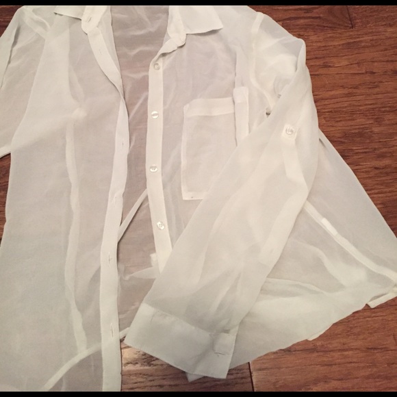 Sheer ivory button up from Garage - Picture 2 of 2