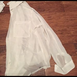 Sheer ivory button up from Garage