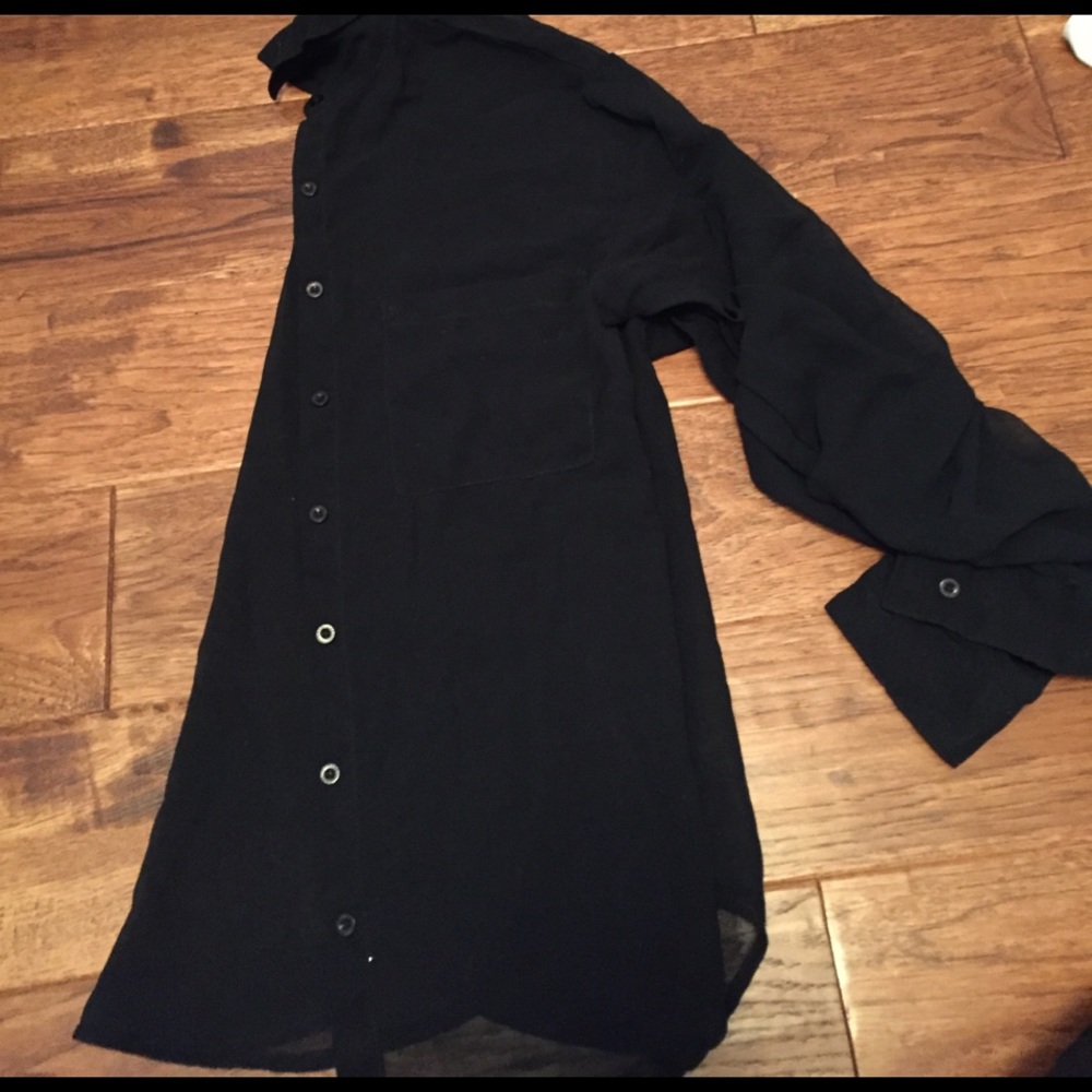 Black sheer button down from Garage