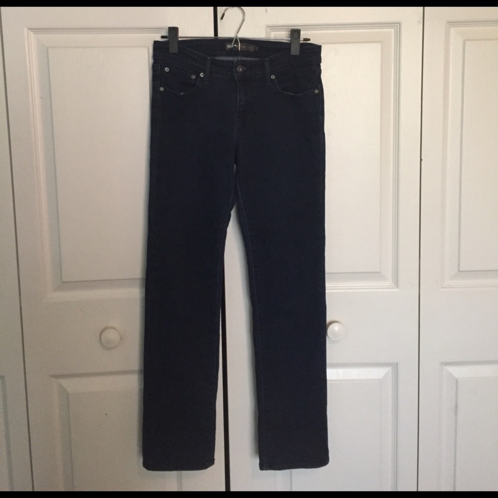 Dark wash, straight leg jeans