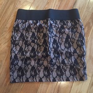Lace Overlay Mini Skirt
