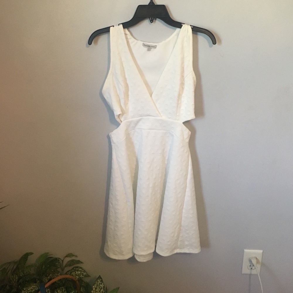 white skater cut out dress