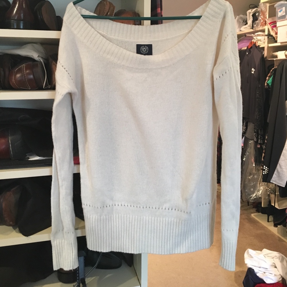 American Eagle Cream Boatneck Sweater