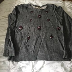 Ann Taylor Loft Gray Embellished Sweater