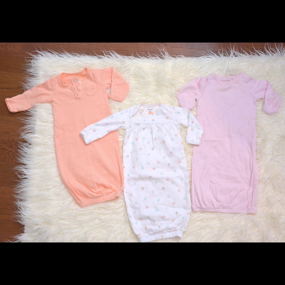 Baby girl sleep gowns. Carters and gap