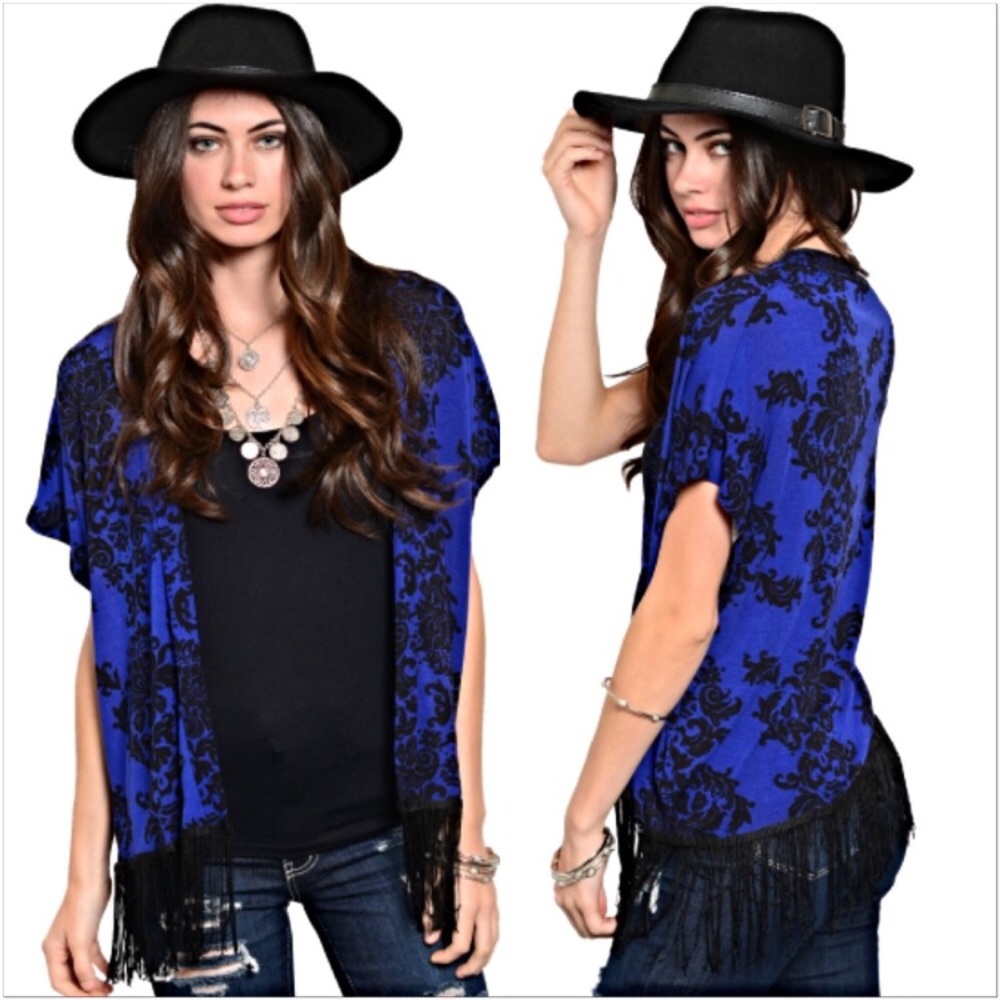 Floral Sexy Boho Chic Fringe Cardi Kimono Sold - Picture 2 of 3