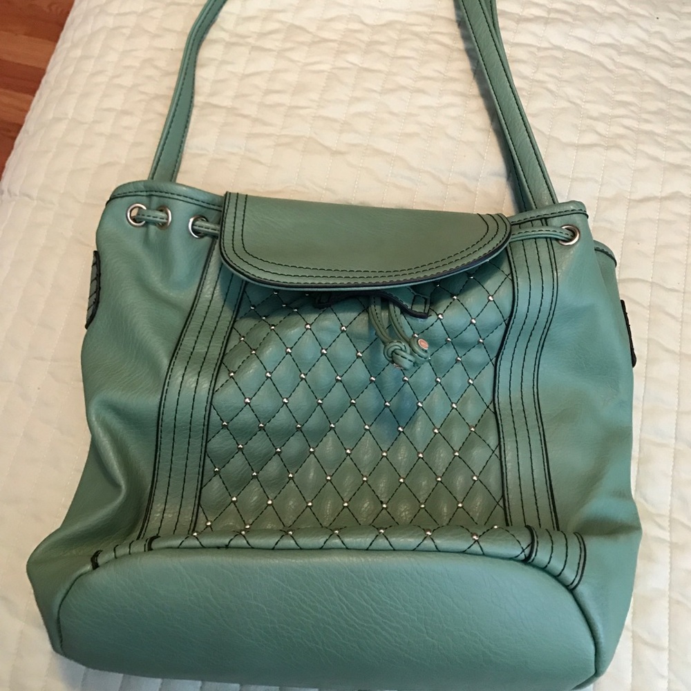 Faux leather green cross body bag
