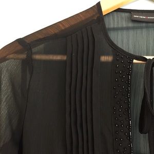 Womens New York & Co sheer black tunic shirt