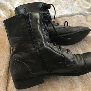 Black lace up boots.