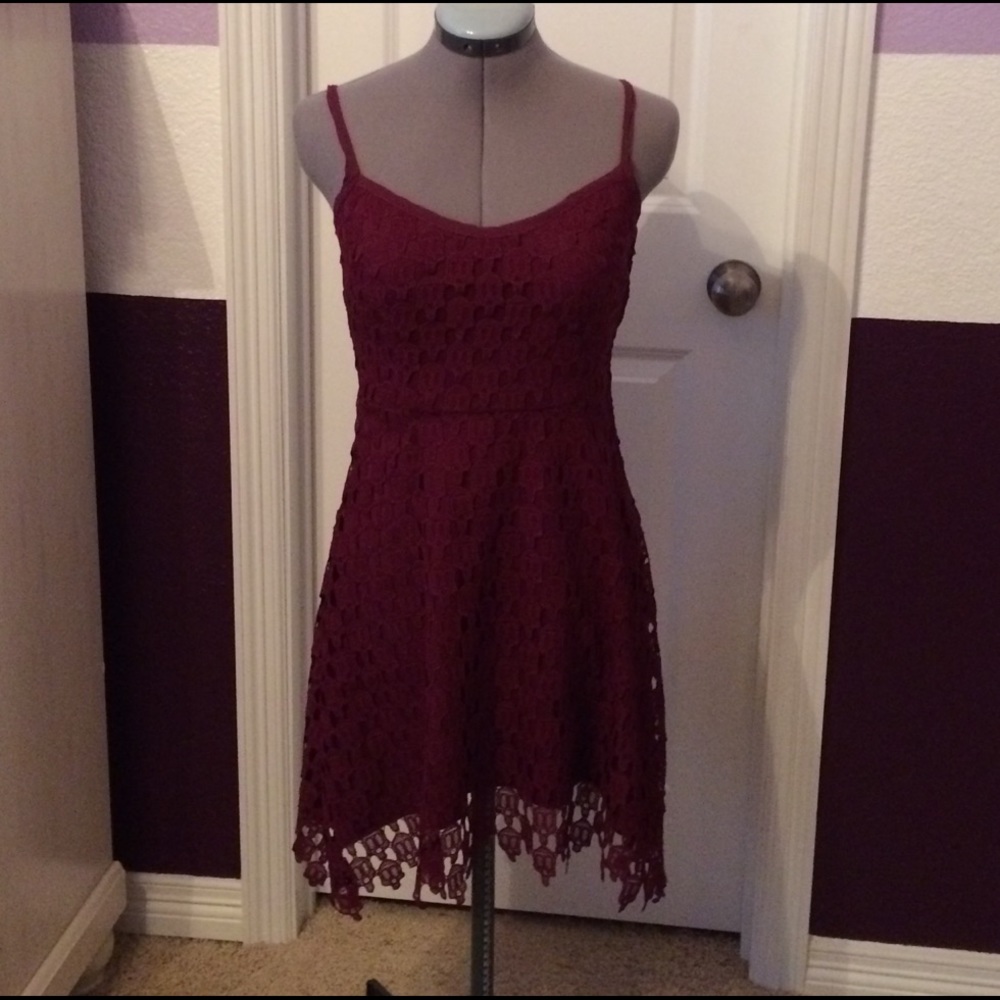 Maroon lace skull dress