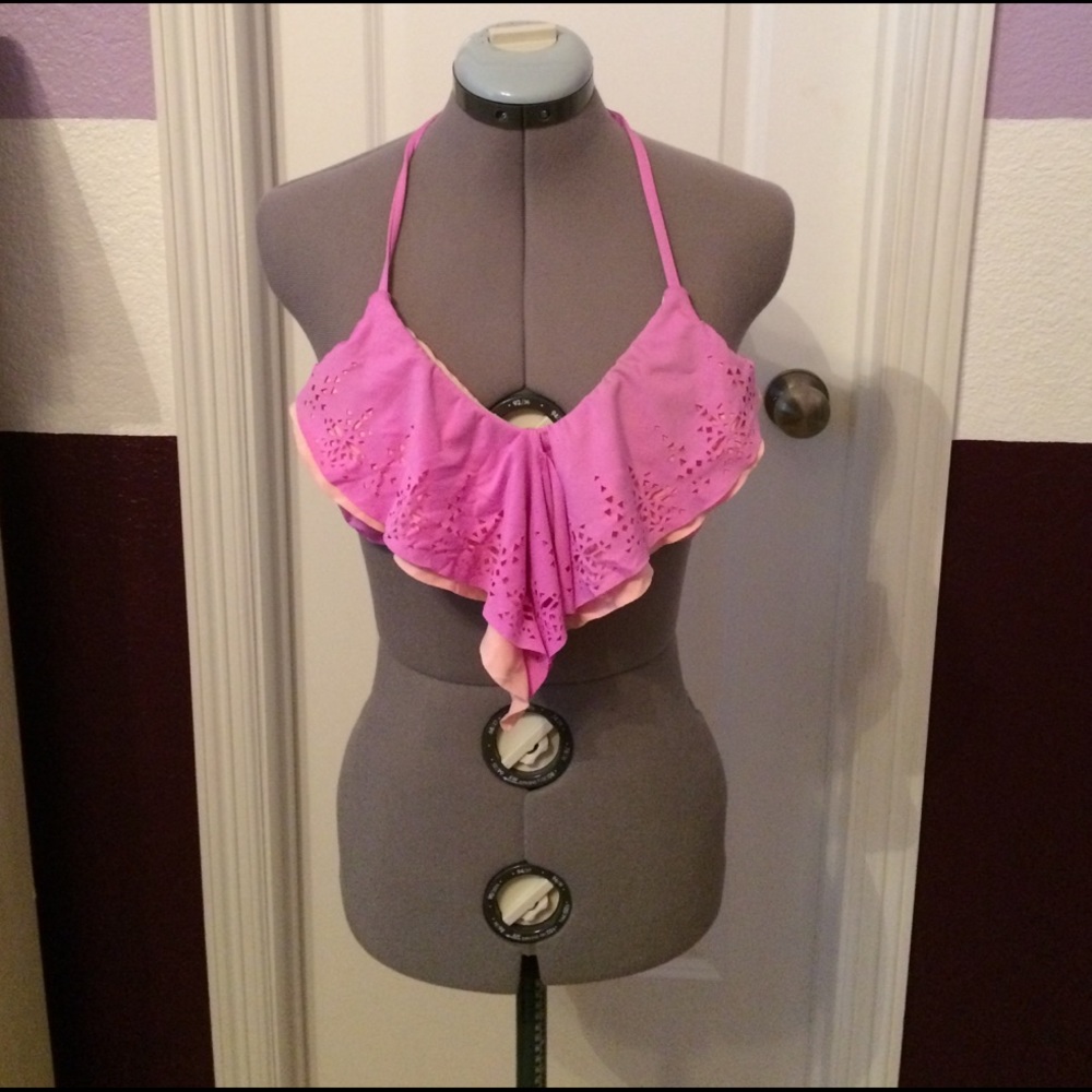 Peach and purple swim top