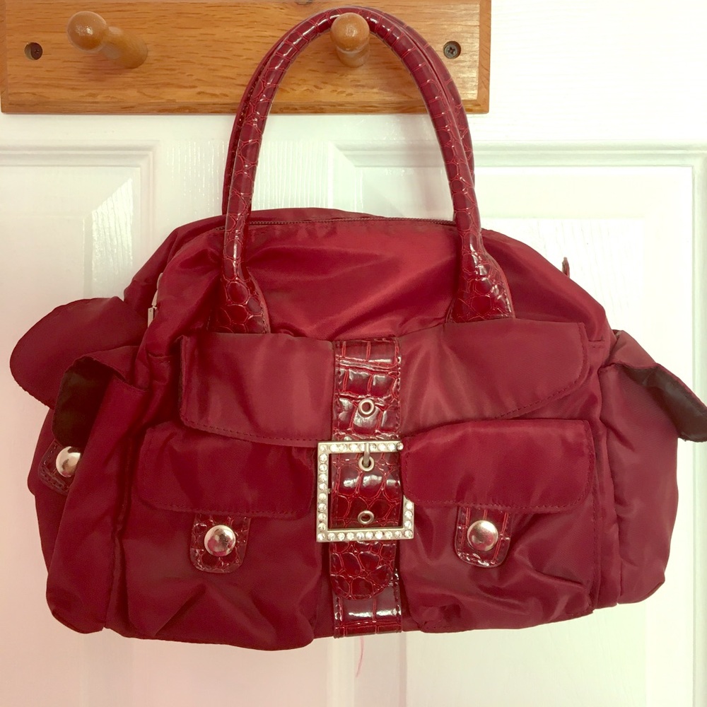 Maroon handbag/makeup bag