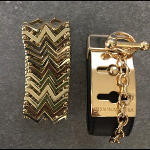 Two gold bracelets. BCBGMaxazria and Express