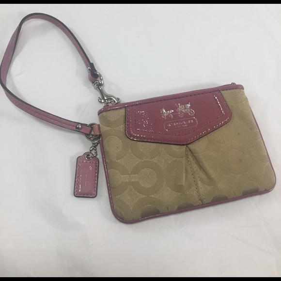 Coach Handbags - SOLD! COACH Lilac & Tan Wristlet