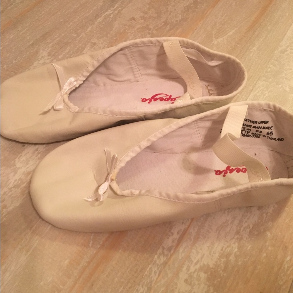White Leather Ballet Shoes