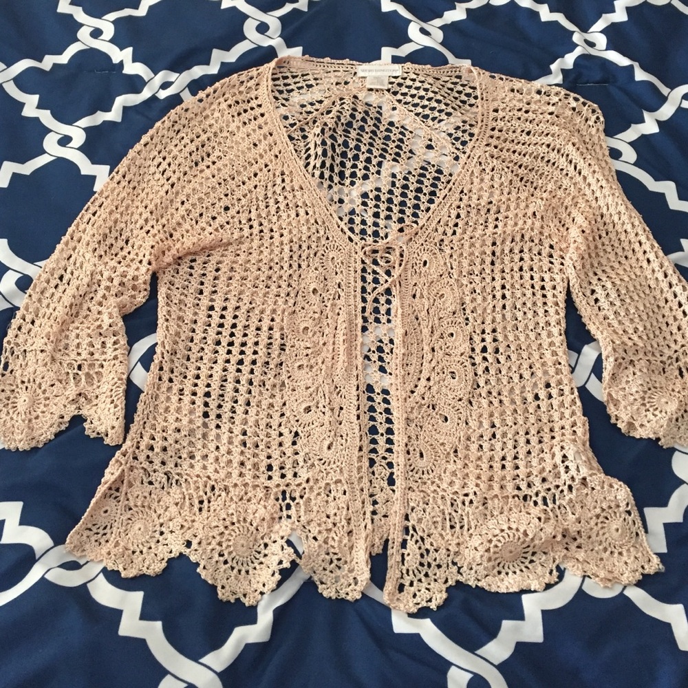 Champagne colored lace jacket