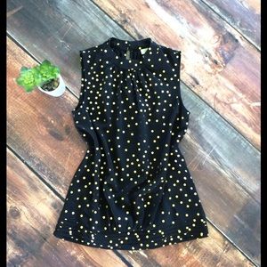 ModCloth black and gold metallic top