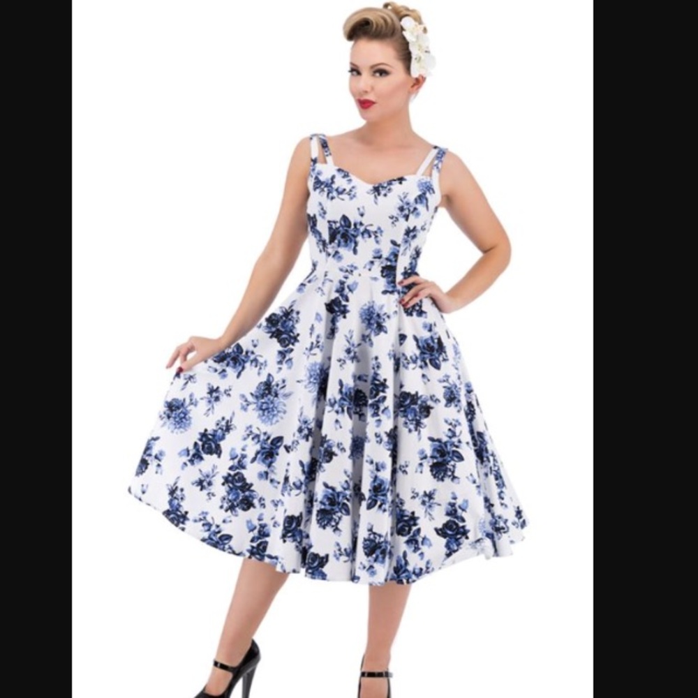 Modcloth 50s Rosaceaa Floral Dress