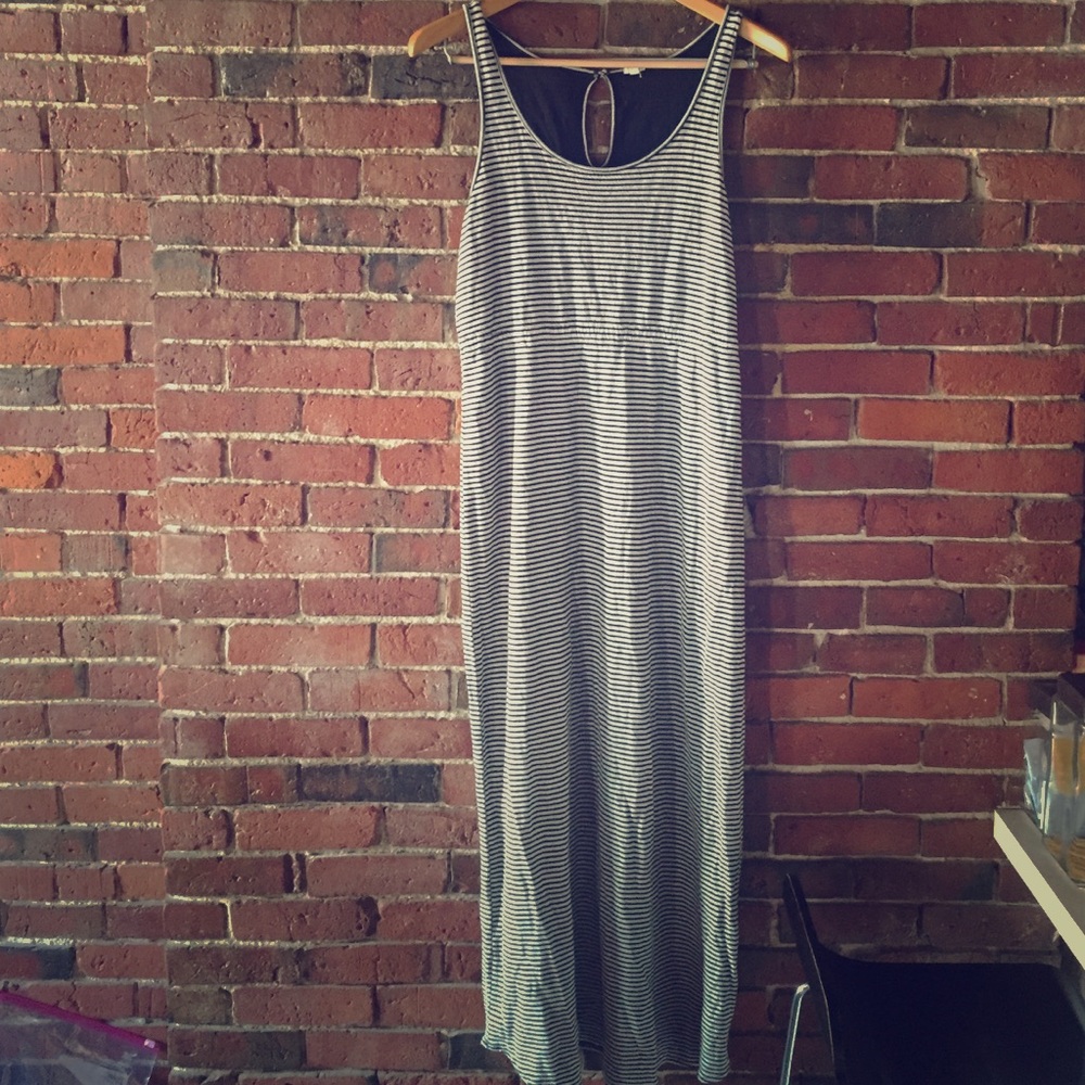 J.Crew Grey and Black Stripe Maxi Dress. Size L