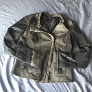 Armani Exhcnage grey lamb leather moto jacket