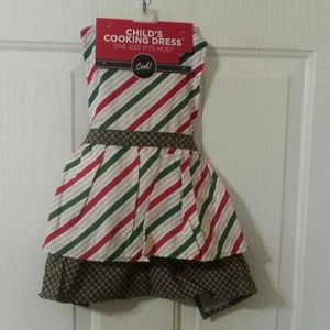 Girl's Cooking Dress Apron Polka Dot Stripes