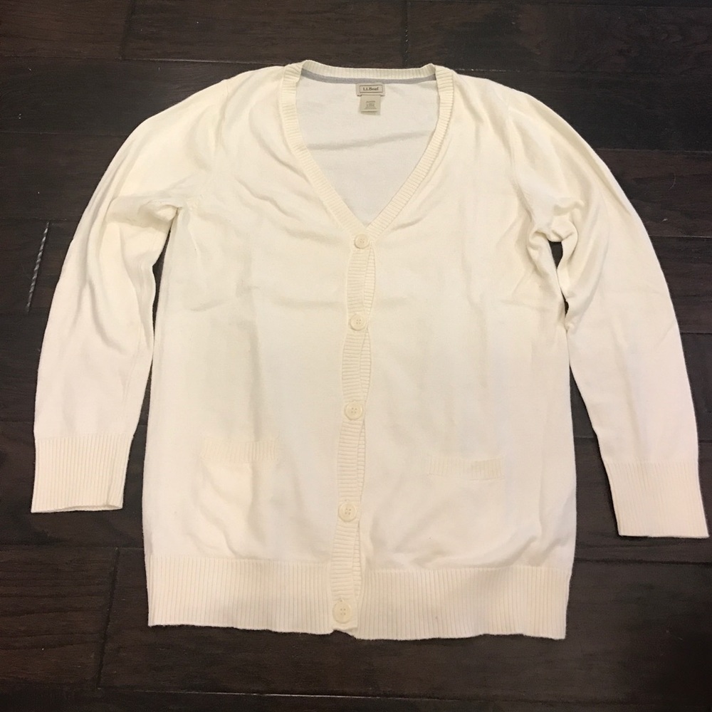 L.L. Bean off white cardigan sweater