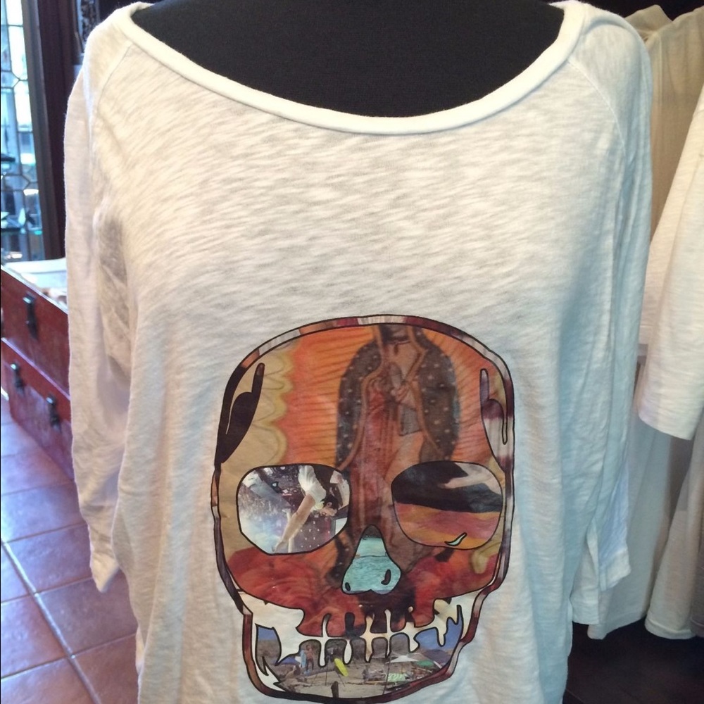 Sauce skull 3/4 sleeve white tunic