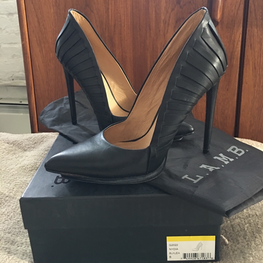 Lamb black 5 inch heels