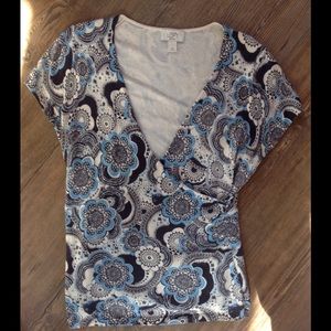 LOFT Beautifully Printed Wrap Sweater