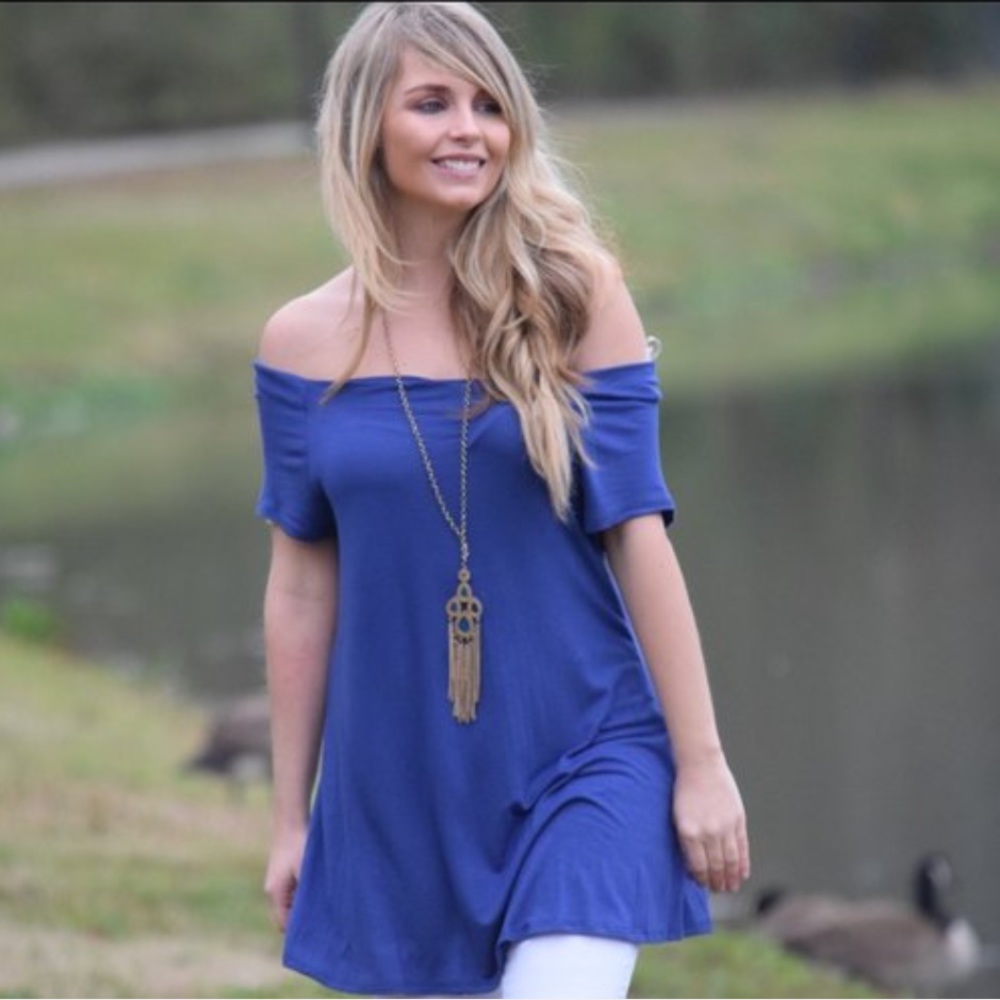 Blue off shoulder top