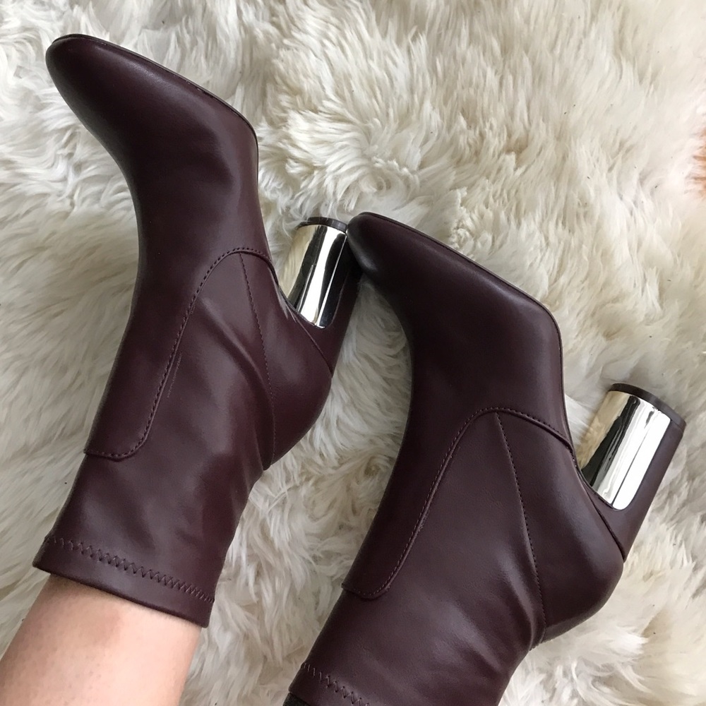 Zara Burgundy ankle stretch booties