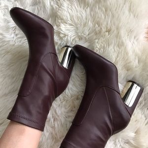 Zara Burgundy ankle stretch booties