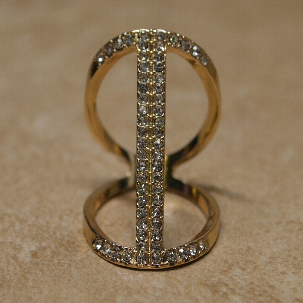 Brand New Gold Midi Knuckle Pave Bar Ring - Picture 4 of 4
