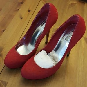 Sexy red suede quilted heels