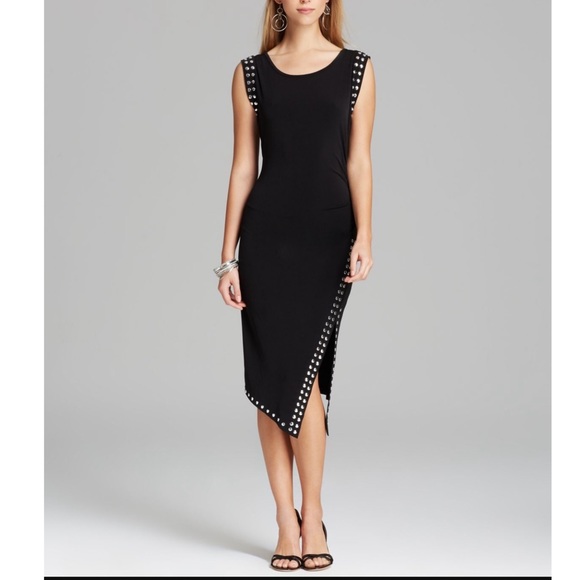 michael michael kors stud trim side slit dress