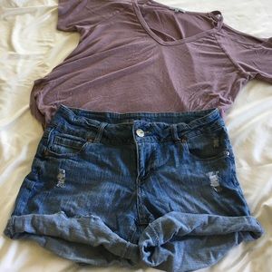 Celebrity pink distressed shorts