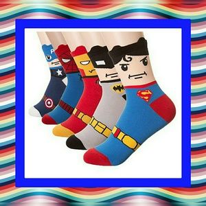 6 Pair Unisex Vibrant Superhero Cotton Blend Socks